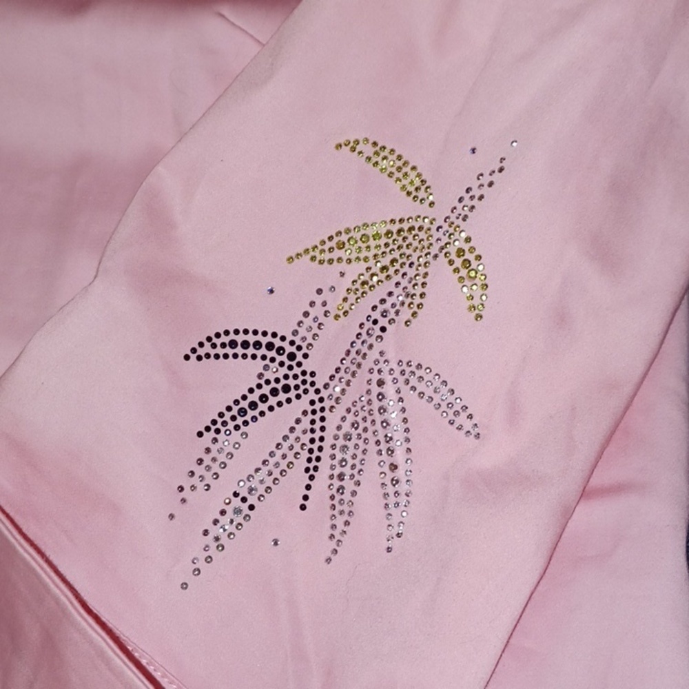 Christine Alexander Crystalli Long Pink Shirt Sz L, palm embellishments - Picture 4 of 6